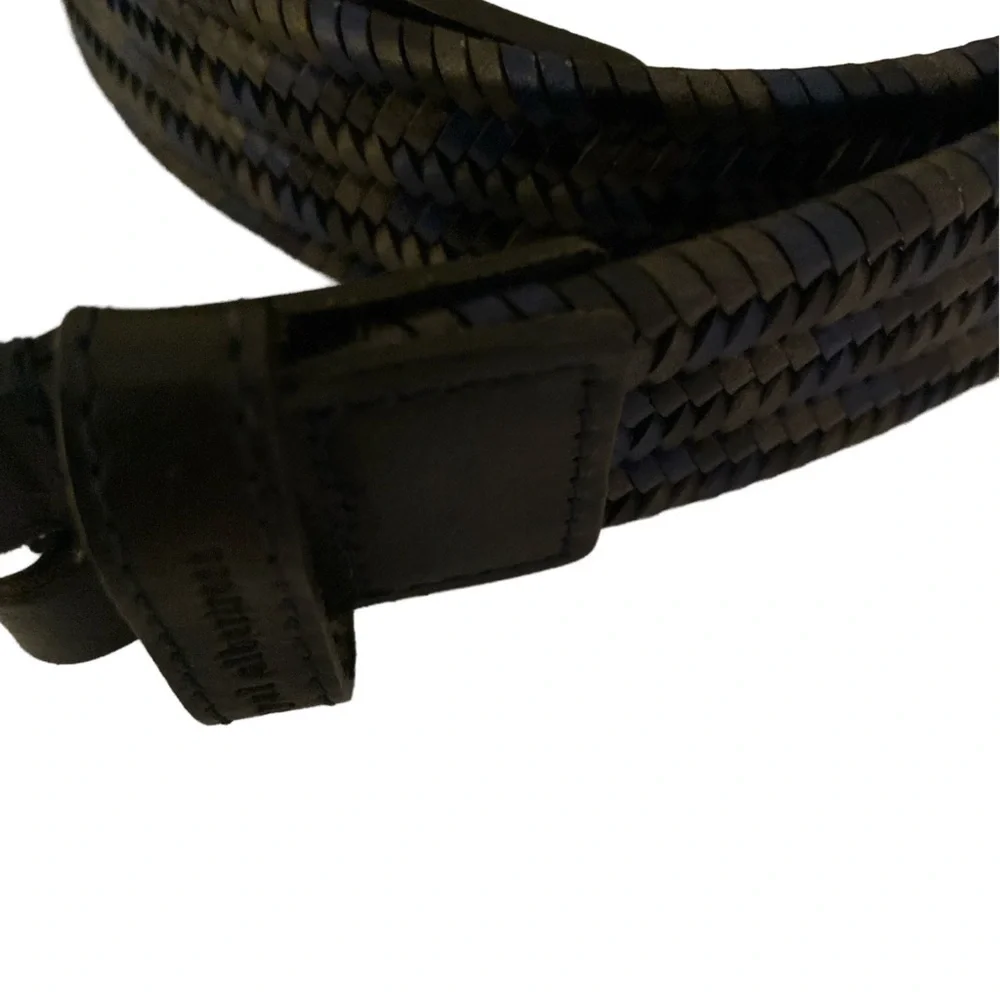 Royal Albatross Woven Golf Belt - S gray .  Blue black , leather woven,silver
